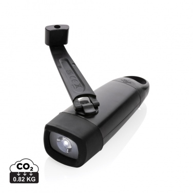 Logo trade corporate gift photo of: Lightwave RCS rplastic USB-rechargeable torch with crank