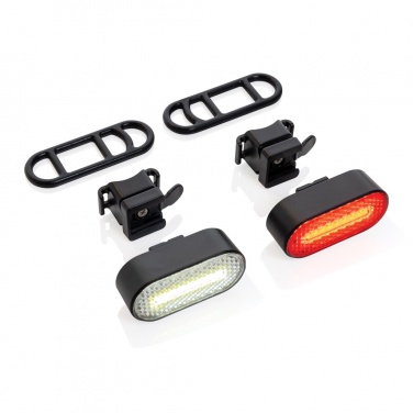 Logo trade promotional giveaways picture of: Lumino RCS recycled plastic USB re-chargeable bike light set