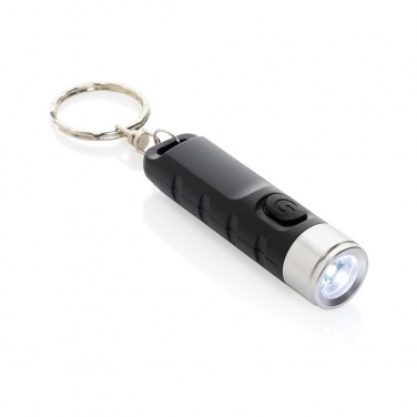 Logo trade promotional item photo of: Globix RCS recycled plastic USB re-chargeable keychain torch