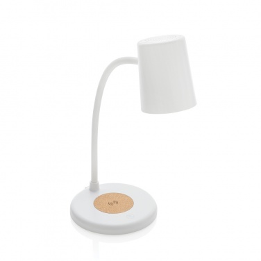 Logotrade advertising products photo of: Zenara RCS recycled plastic and cork 15W wireless desk lamp