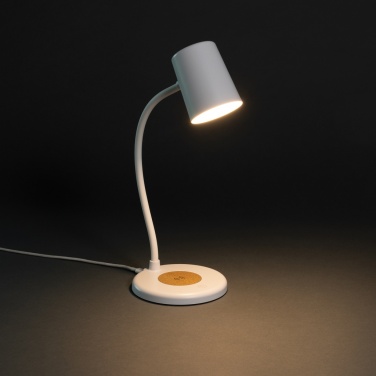 Logo trade promotional merchandise photo of: Zenara RCS recycled plastic and cork 15W wireless desk lamp