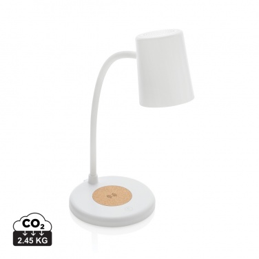 Logotrade promotional gift image of: Zenara RCS recycled plastic and cork 15W wireless desk lamp