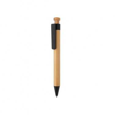 Logo trade advertising products image of: Bamboo pen with wheatstraw clip