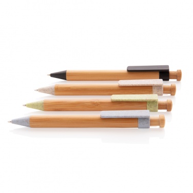 Logo trade promotional items picture of: Bamboo pen with wheatstraw clip