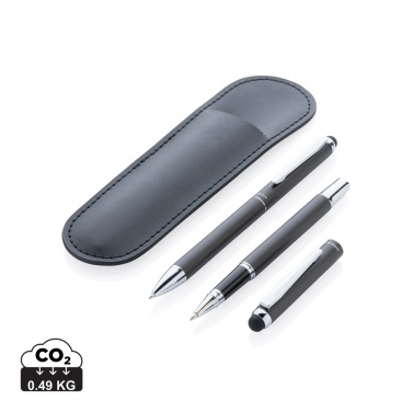 Logo trade promotional giveaways image of: Swiss Peak deluxe pen set in PU pouch