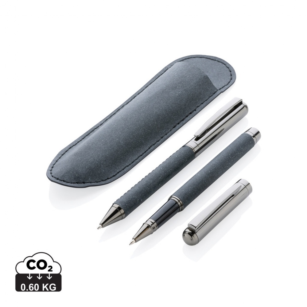 Logo trade promotional items picture of: Recycled leather pen set