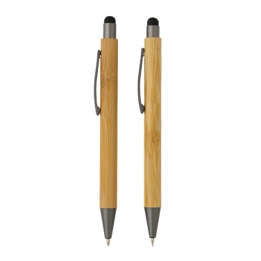 Logo trade advertising products image of: Bamboo modern pen set in box