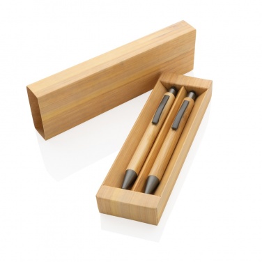 Logo trade promotional products image of: Bamboo modern pen set in box