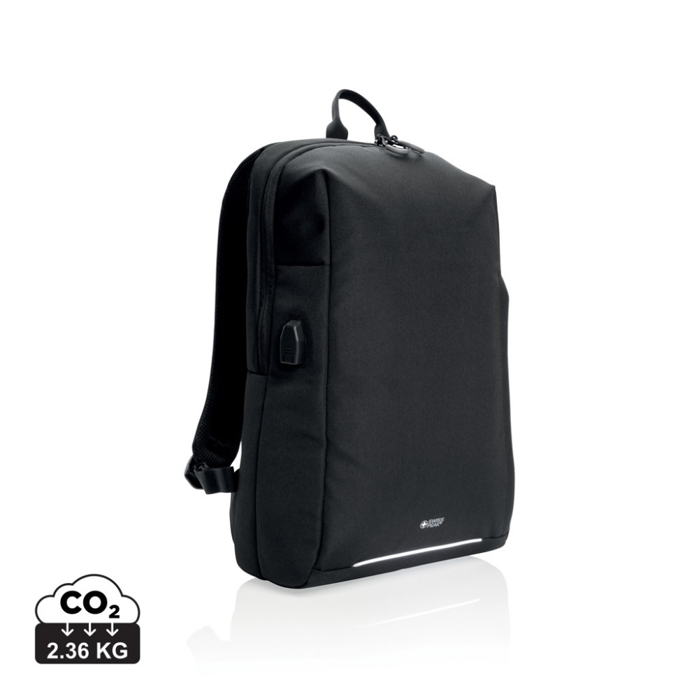 Logo trade promotional gifts image of: Swiss Peak AWARE™ RFID and USB A laptop backpack