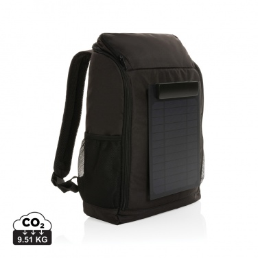 Logo trade promotional gifts image of: Pedro AWARE™ RPET deluxe backpack with 5W solar panel