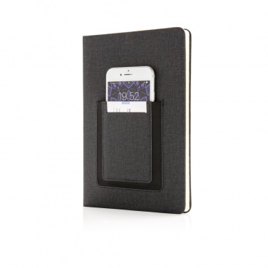 Logo trade advertising products image of: Deluxe A5 Notebook with phone pocket