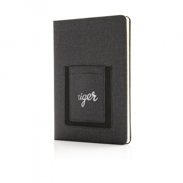 Logo trade promotional giveaway photo of: Deluxe A5 Notebook with phone pocket