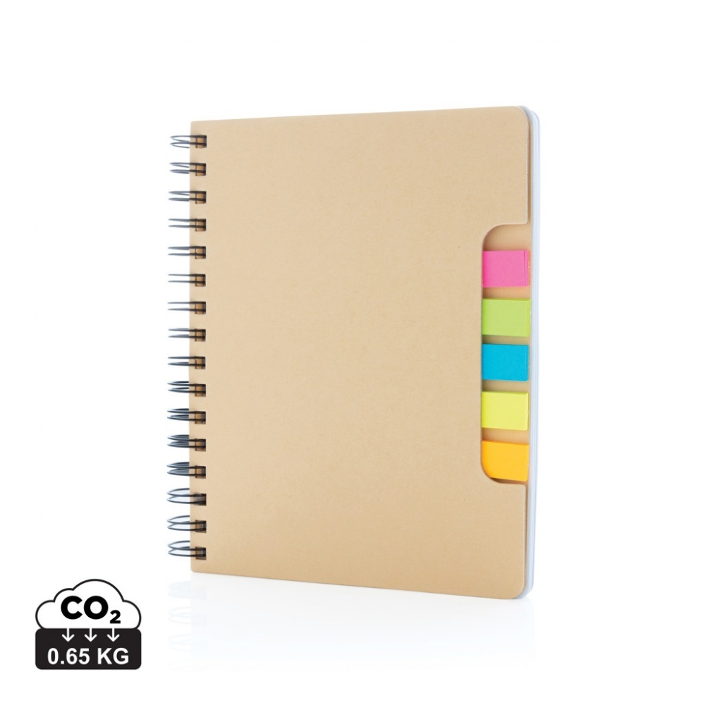 Logo trade promotional merchandise photo of: A5 Kraft spiral notebook with sticky notes