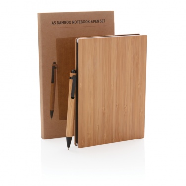 Logotrade promotional items photo of: A5 Bamboo notebook & pen set