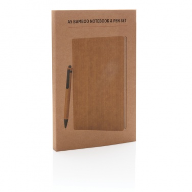 Logotrade business gifts photo of: A5 Bamboo notebook & pen set