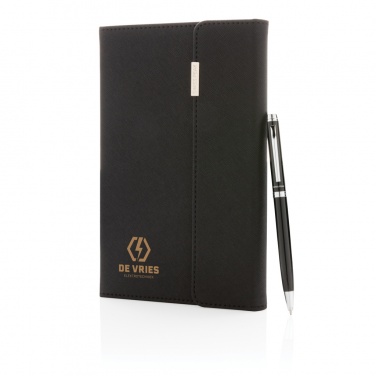 Logo trade business gifts image of: Swiss Peak deluxe A5 notebook and pen set