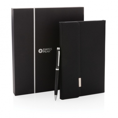 Logo trade business gifts image of: Swiss Peak deluxe A5 notebook and pen set