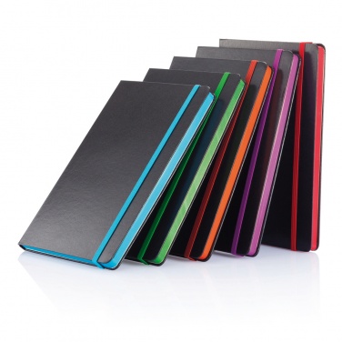 Logo trade advertising products image of: Deluxe hardcover A5 notebook with coloured side