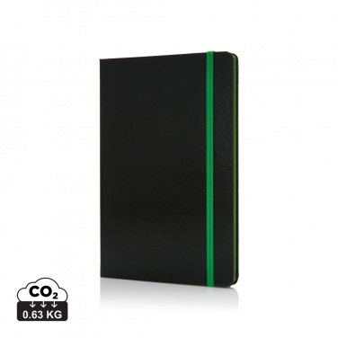 Logo trade promotional gifts picture of: Deluxe hardcover A5 notebook with coloured side