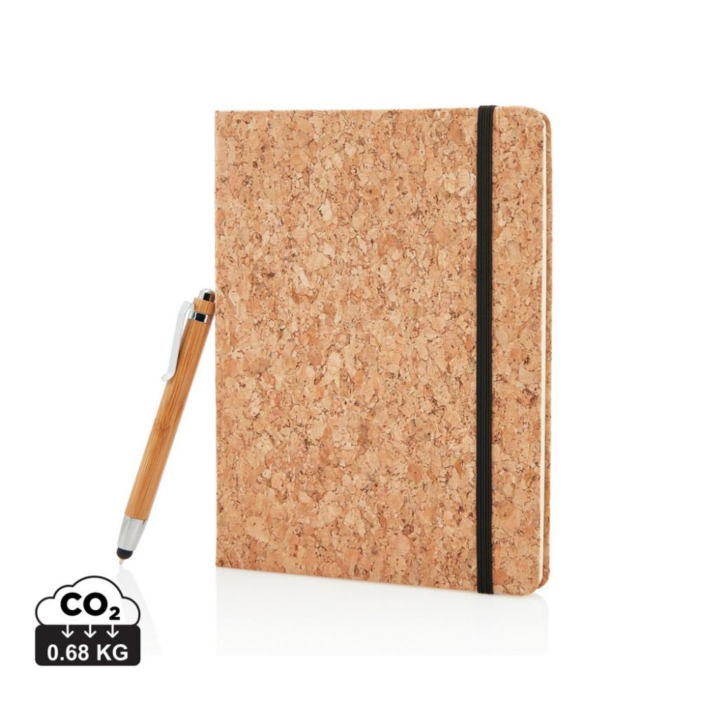 Logotrade promotional item image of: A5 notebook with bamboo pen including stylus