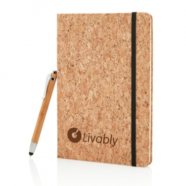 Logo trade advertising products image of: A5 notebook with bamboo pen including stylus