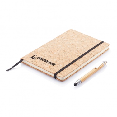 Logo trade promotional merchandise picture of: A5 notebook with bamboo pen including stylus