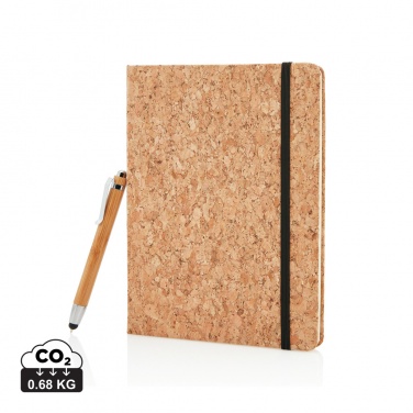 Logo trade corporate gifts image of: A5 notebook with bamboo pen including stylus