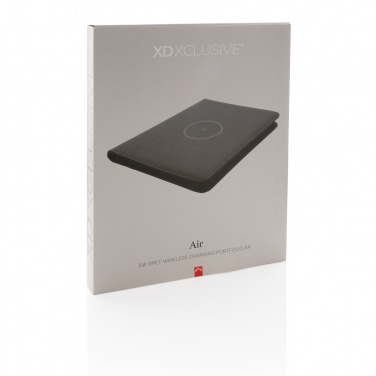 Logo trade business gift photo of: Air 5W wireless charging portfolio A4 w/ 5000 mAh powerbank