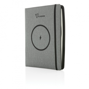 Logo trade business gift photo of: Air 5W wireless charging notebook with 5000mAh powerbank