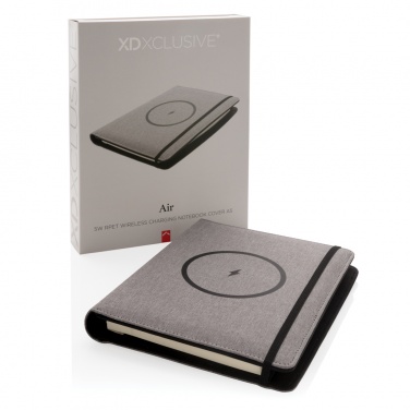 Logo trade business gift photo of: Air 5W wireless charging notebook with 5000mAh powerbank