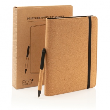 Logo trade corporate gifts picture of: Deluxe cork portfolio A5 with pen