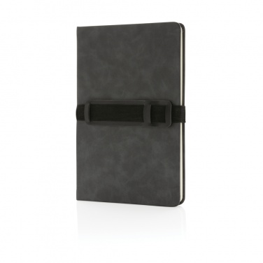 Logo trade promotional merchandise photo of: Deluxe hardcover PU notebook A5 with phone and pen holder