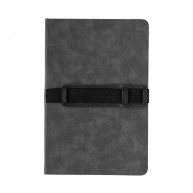 Logo trade promotional merchandise picture of: Deluxe hardcover PU notebook A5 with phone and pen holder