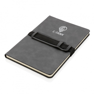 Logotrade promotional products photo of: Deluxe hardcover PU notebook A5 with phone and pen holder