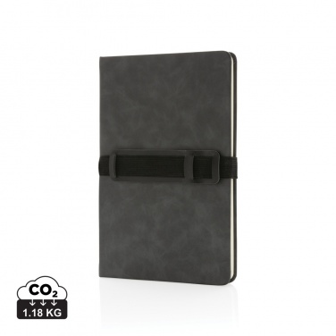 Logotrade promotional merchandise picture of: Deluxe hardcover PU notebook A5 with phone and pen holder