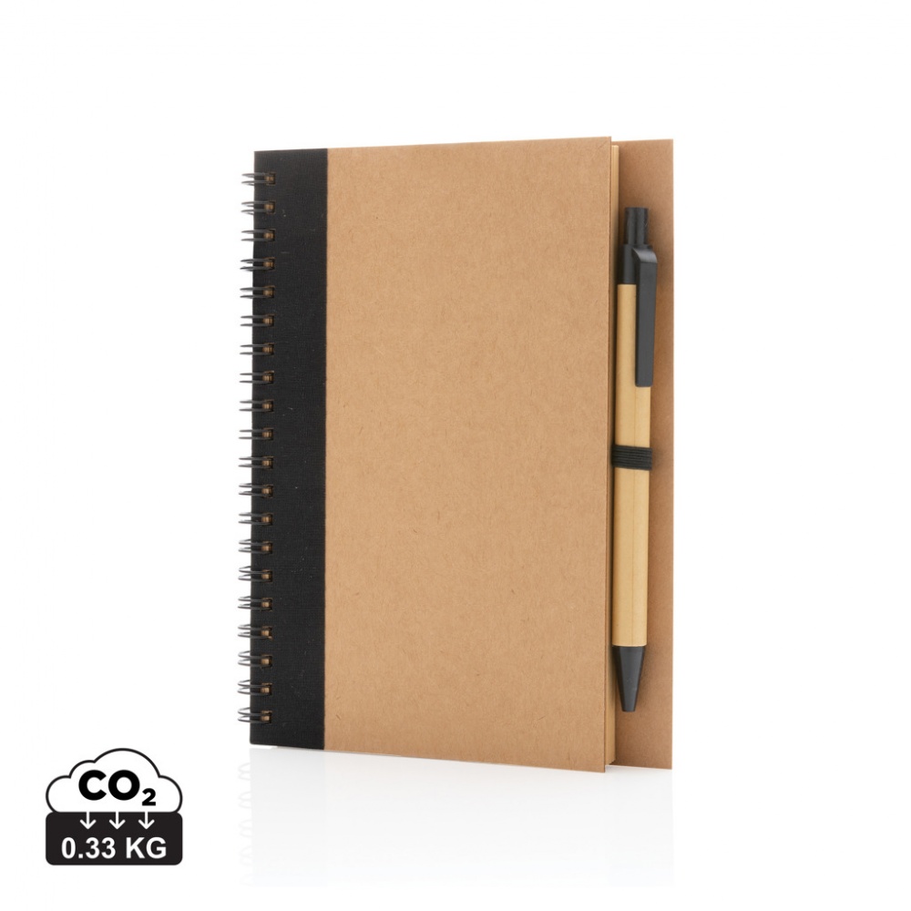 Logo trade promotional products picture of: Kraft spiral notebook with pen