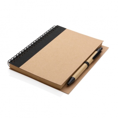 Logo trade promotional gifts picture of: Kraft spiral notebook with pen