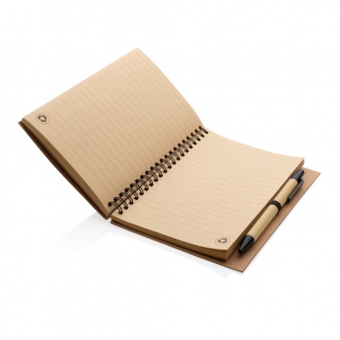 Logo trade promotional merchandise image of: Kraft spiral notebook with pen