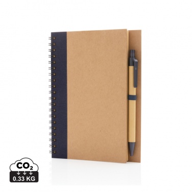 Logo trade promotional gifts image of: Kraft spiral notebook with pen