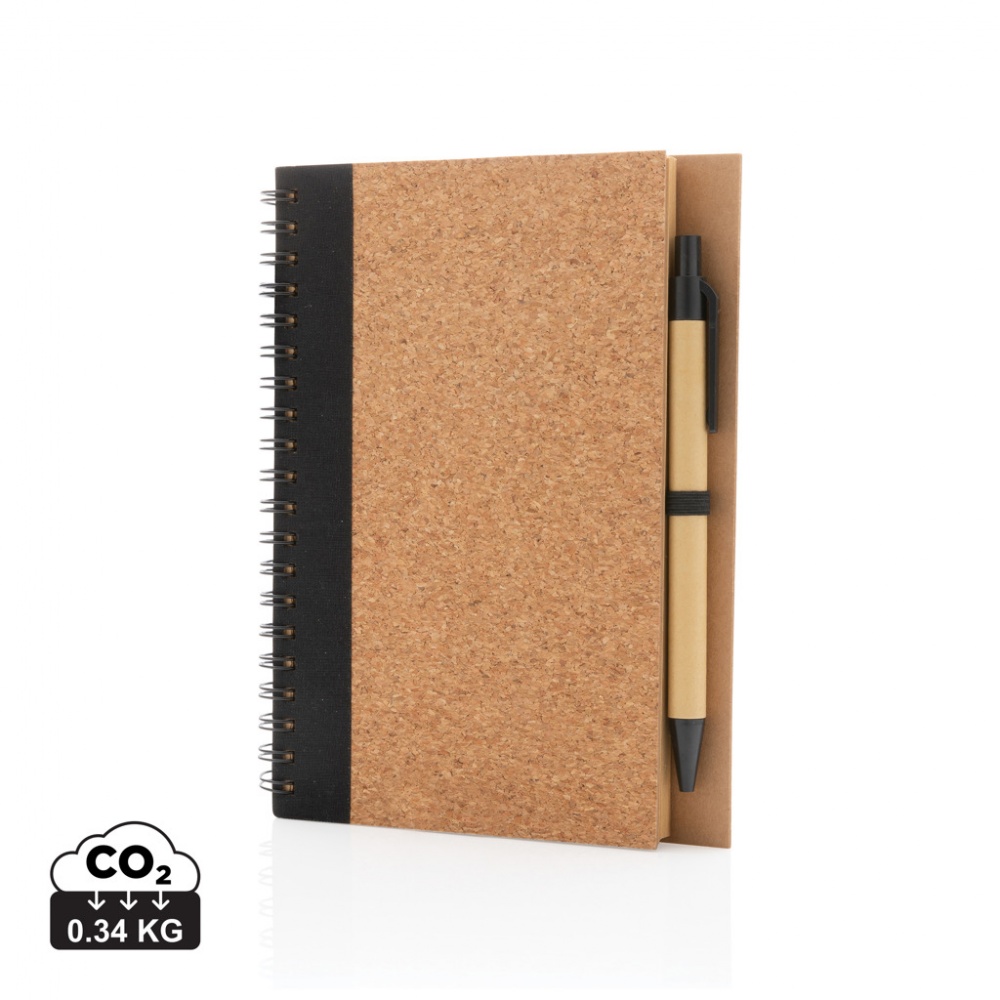 Logo trade promotional products picture of: Cork spiral notebook with pen