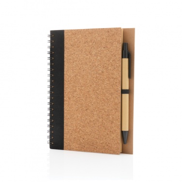 Logo trade promotional merchandise photo of: Cork spiral notebook with pen