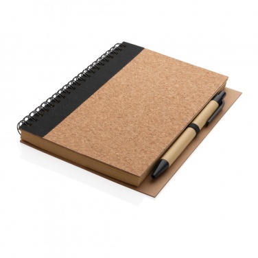 Logo trade promotional gift photo of: Cork spiral notebook with pen