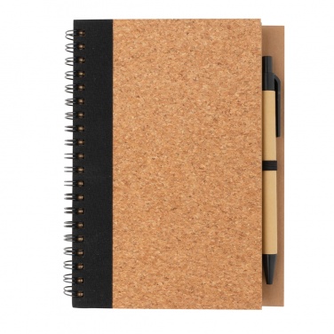 Logo trade business gift photo of: Cork spiral notebook with pen