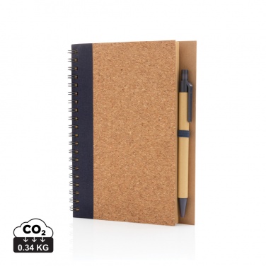 Logo trade promotional merchandise photo of: Cork spiral notebook with pen