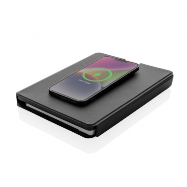 Logotrade promotional product picture of: Swiss Peak RCS rePU notebook with 2-in-1 wireless charger