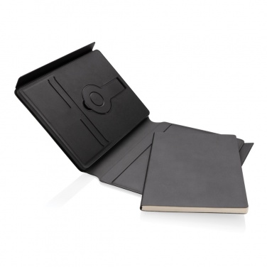 Logo trade promotional merchandise image of: Swiss Peak RCS rePU notebook with 2-in-1 wireless charger