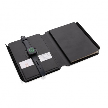 Logo trade promotional products image of: Swiss Peak RCS rePU notebook with 2-in-1 wireless charger