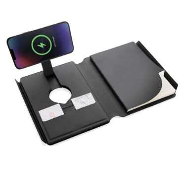 Logo trade promotional merchandise picture of: Swiss Peak RCS rePU notebook with 2-in-1 wireless charger