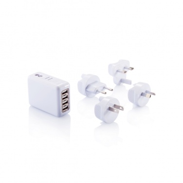 Logo trade promotional giveaways image of: Travel plug with 4 USB ports