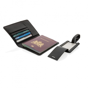 Logo trade promotional items image of: Swiss Peak GRS recycled PU travel gift set